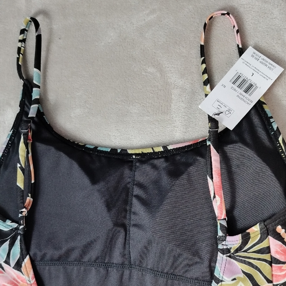 Billabong Black and Pink Floral One Piece Swimsuit NWT - Picture 5 of 14
